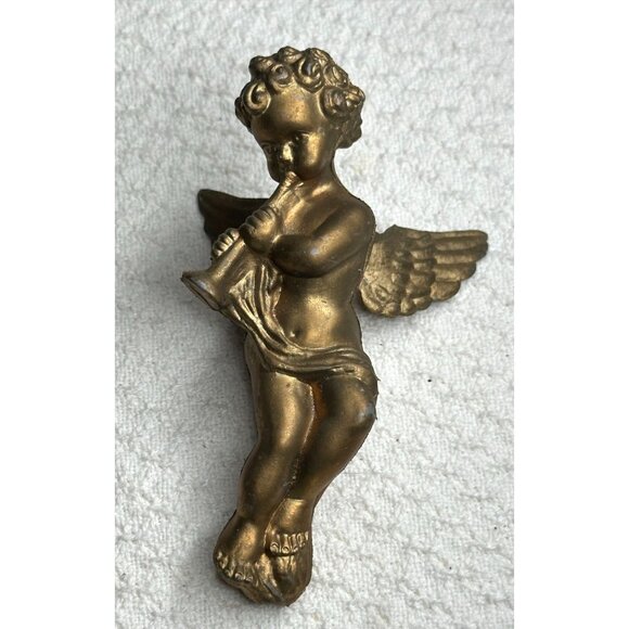 Gold Cherub Plastic Tree Ornaments Hanging Set Musical Instrument Christmas VTG - Picture 3 of 7